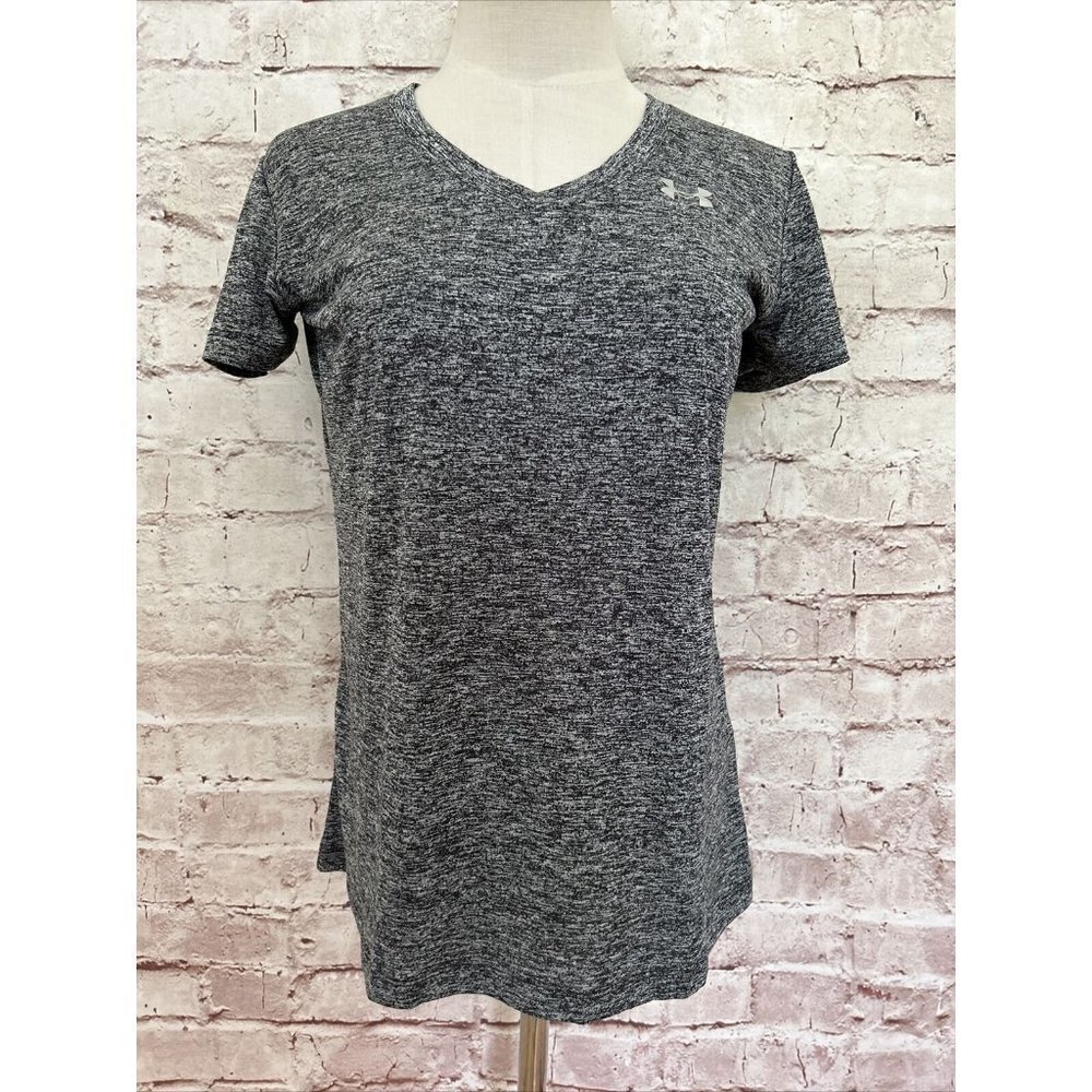 Under Armour Gray V-Neck Heat Gear T Shirt Loose Fit Women’s Small NEW